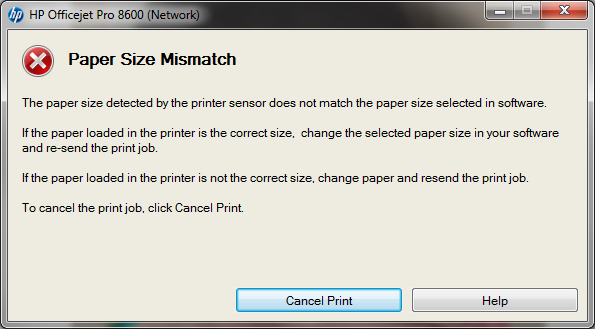 hp 8600 print custom paper size